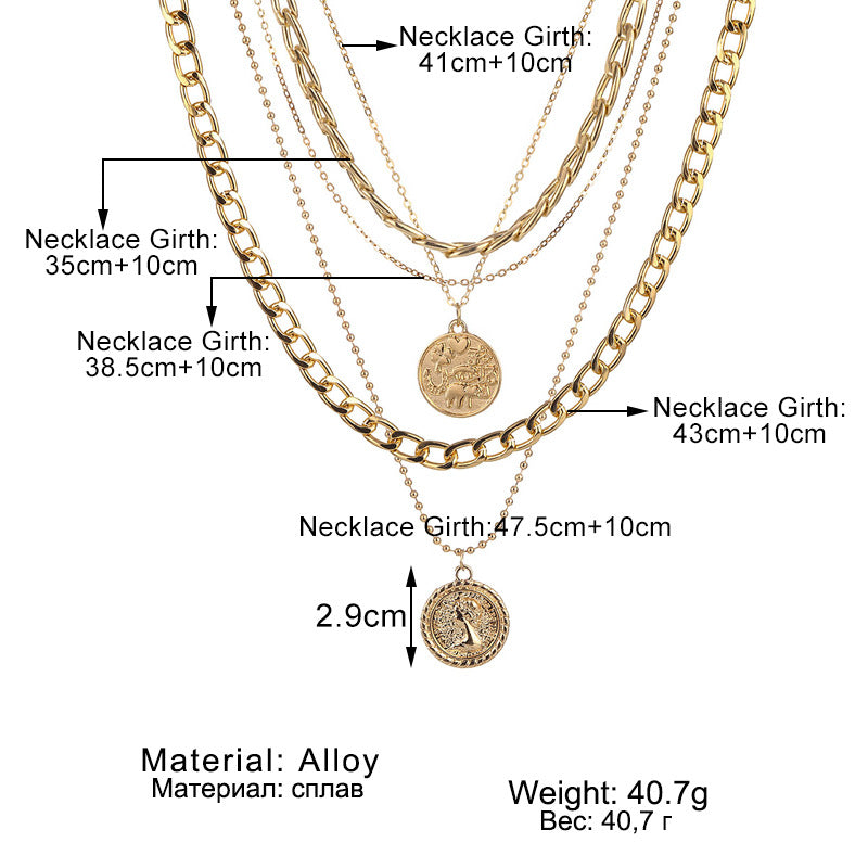 Antique Inspired Layered Medallion Necklace