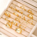 9 Pcs Artistic Gold Open Rings Set