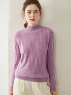 Cable-knit Mock Neck Wool Cashmere Sweater