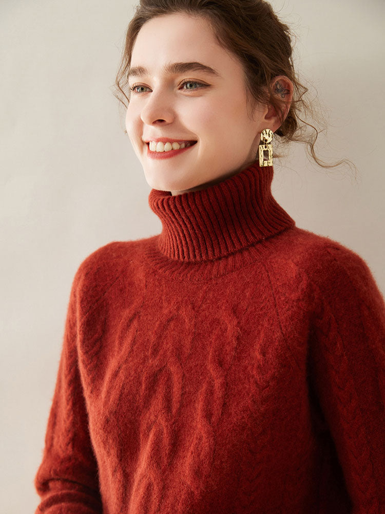 Cable-Knit Cashmere Turtleneck Sweater