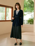 Cashmere Herringbone Midi-Skirt