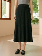 Cashmere Herringbone Midi-Skirt