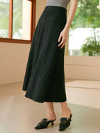 Cashmere Herringbone Midi-Skirt