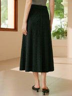 Cashmere Herringbone Midi-Skirt