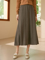 Cashmere Herringbone Midi-Skirt