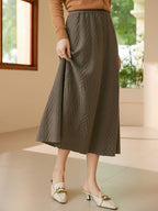 Cashmere Herringbone Midi-Skirt