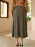 Cashmere Herringbone Midi-Skirt