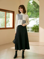 Cashmere Midi-length Irregular pattern Skirt