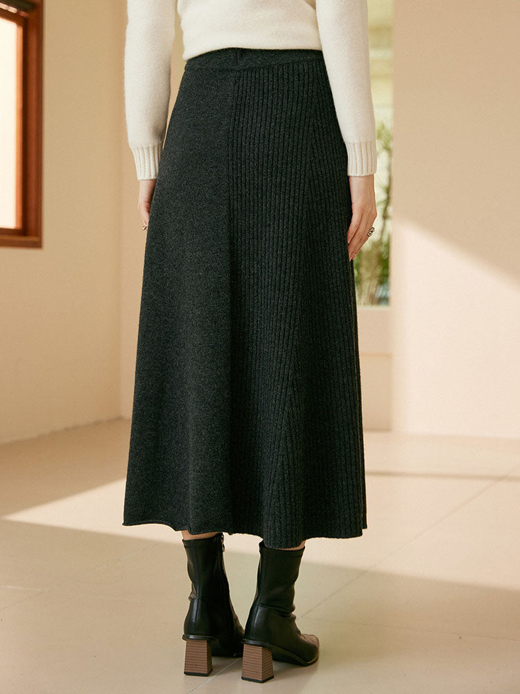 Cashmere Midi-length Irregular pattern Skirt