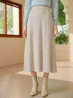 Cashmere Herringbone Midi-Skirt