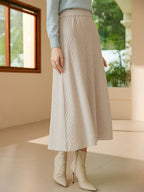 Cashmere Herringbone Midi-Skirt