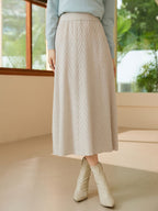 Cashmere Herringbone Midi-Skirt