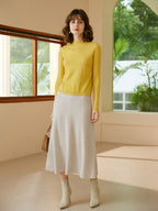 Cashmere Herringbone Midi-Skirt
