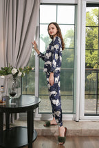 Women's Silk Lion Printed Full Length Pajama Set