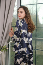 Women's Silk Lion Printed Full Length Pajama Set