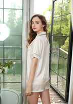 Silk  T-shirt and Shorts Pajamas Set