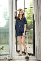 Silk  T-shirt and Shorts Pajamas Set