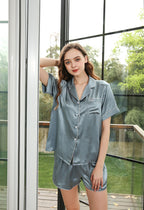 Silk  T-shirt and Shorts Pajamas Set