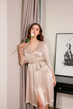Silk Nightgown & Robe Set With Delicate Lace
