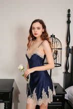 Silk Nightgown & Robe Set With Delicate Lace
