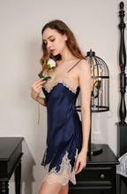 Silk Nightgown & Robe Set With Delicate Lace