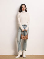 Cashmere Turtleneck Ribbed Sweater