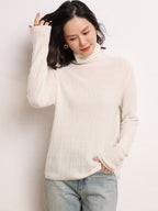 Cashmere Turtleneck Ribbed Sweater