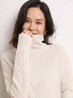 Cashmere Turtleneck Ribbed Sweater