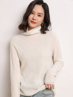 Cashmere Turtleneck Ribbed Sweater