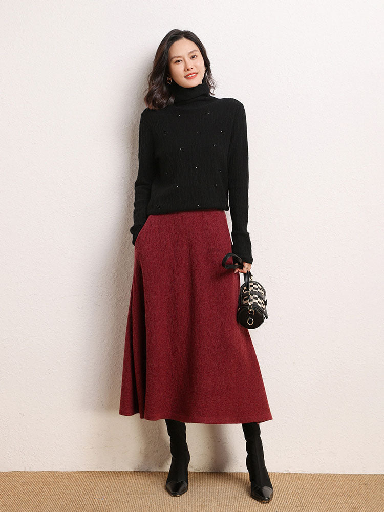 Cashmere Turtleneck Ribbed Sweater