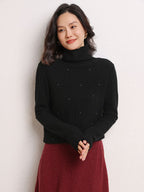 Cashmere Turtleneck Ribbed Sweater