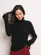 Cashmere Turtleneck Ribbed Sweater