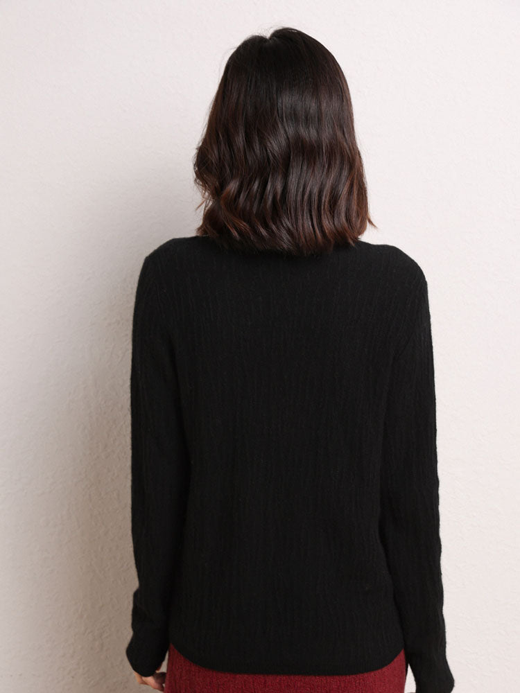 Cashmere Turtleneck Ribbed Sweater