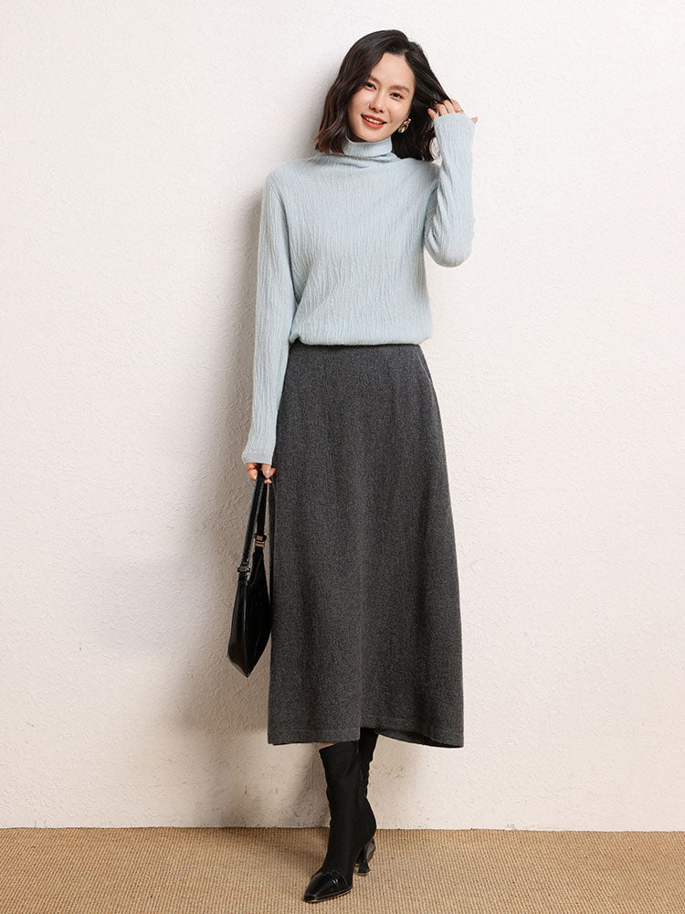 Cashmere Turtleneck Ribbed Sweater