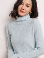 Cashmere Turtleneck Ribbed Sweater