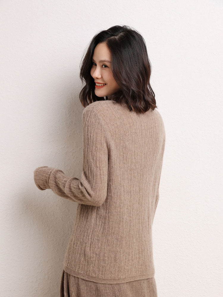 Cashmere Turtleneck Ribbed Sweater