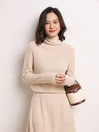 Cashmere Turtleneck Ribbed Sweater