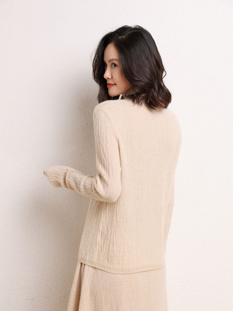 Cashmere Turtleneck Ribbed Sweater