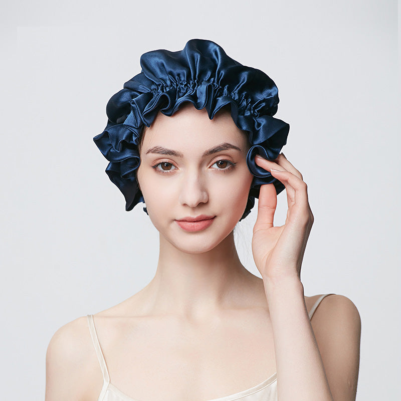 Flounced Silk Night Sleep Caps