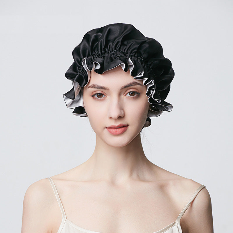 Flounced Silk Night Sleep Caps