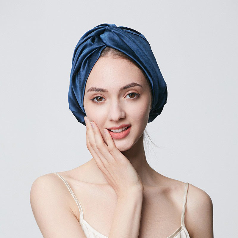 Double Layer Silk Sleep Cap with Tie-up Design