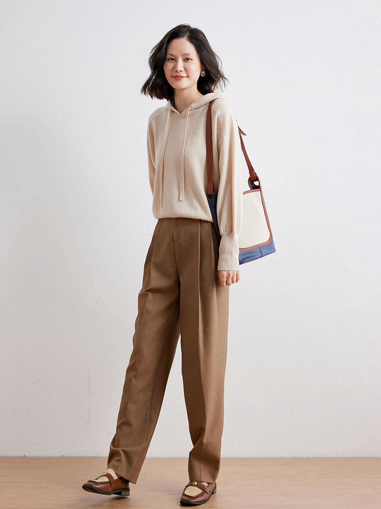 Cashmere Saddle-Shoulder Hoodie