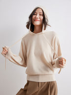 Cashmere Saddle-Shoulder Hoodie