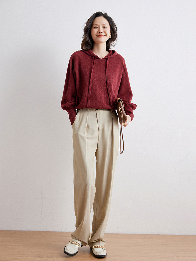 Cashmere Saddle-Shoulder Hoodie