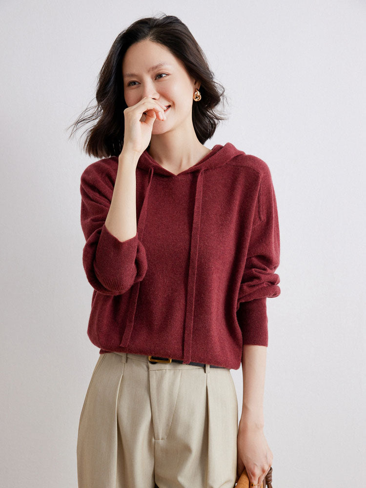 Cashmere Saddle-Shoulder Hoodie