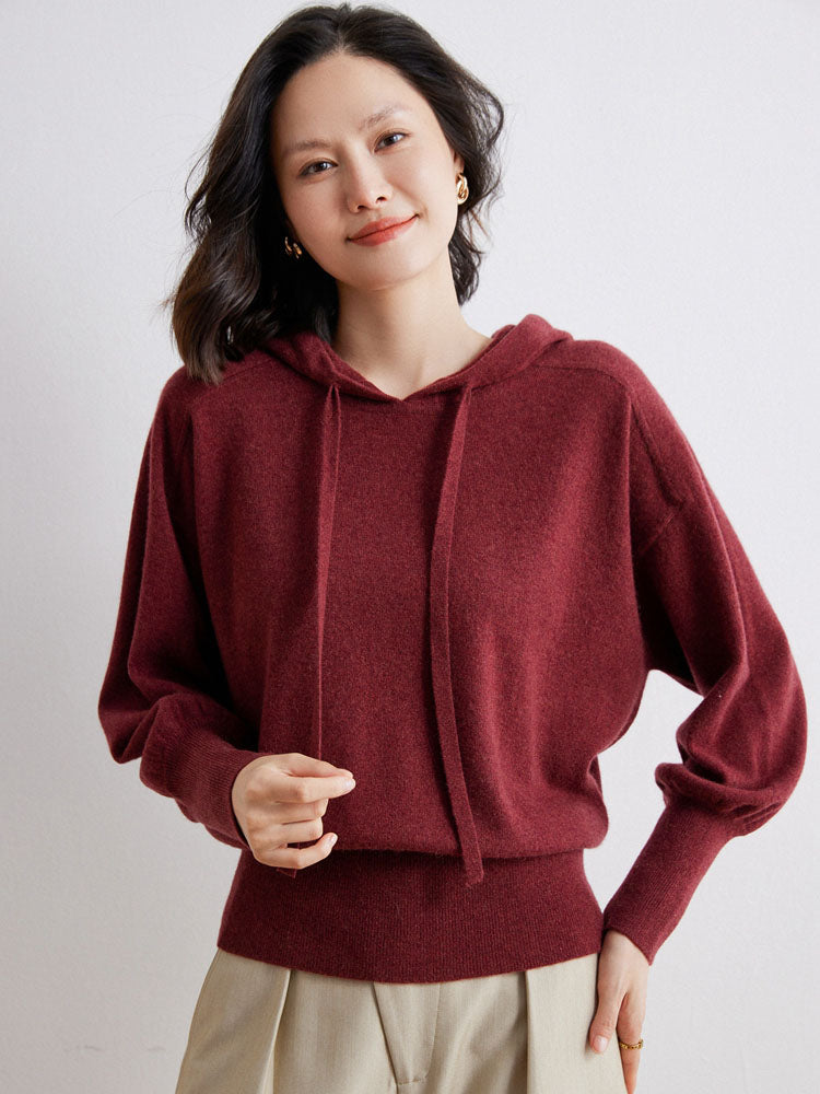Cashmere Saddle-Shoulder Hoodie
