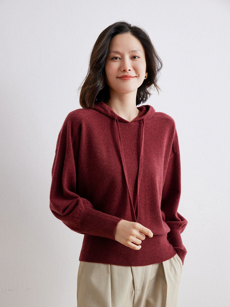 Cashmere Saddle-Shoulder Hoodie