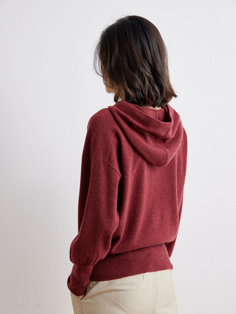 Cashmere Saddle-Shoulder Hoodie