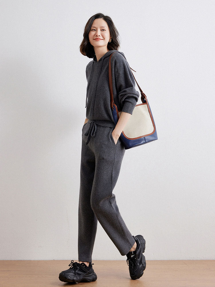 Cashmere Saddle-Shoulder Hoodie