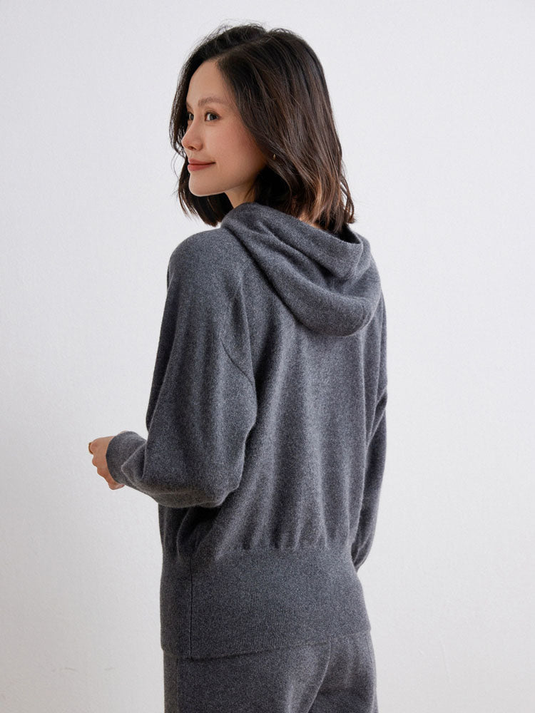 Cashmere Saddle-Shoulder Hoodie